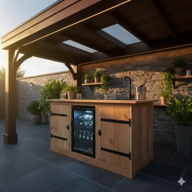 Buitenkeuken Connecticut | 70 Liter Koelkast | Met Wasbak | Douglas Hout