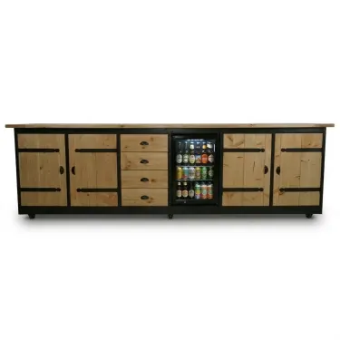 Buitenkeuken Chatel | 70 Liter Koelkast | Zwart Omlijst | Douglas hout