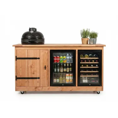 Buitenkeuken Newcastle | Kamado 18 inch | Douglas Hout | Wijnkoelkast 52 liter | Koelkast 70 Liter
