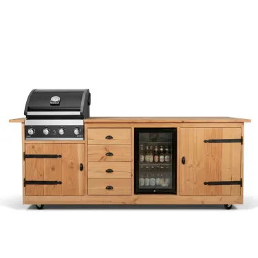 Buitenkeuken Alicante | Grandhall G4 | Ladeblok | 70 liter koelkast |  Douglas Hout