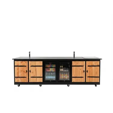 Buitenkeuken Stockholm | Koelkast 70 liter 2x | Douglas Hout | Kruishengen | 2 pits inductie | Pop-up stopcontact 2x | Stenen werkblad