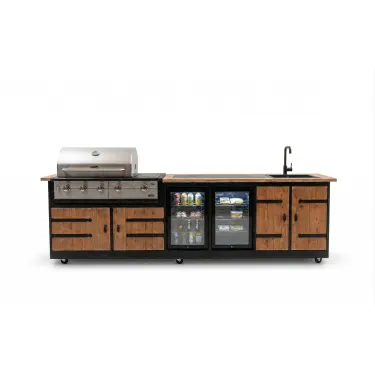Buitenkeuken Porto | Boretti Ligorio | Wasbak en kraan | 2 x koelkast 70 liter |  Douglas Hout | zwart omlijst
