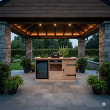 Buitenkeuken Dublin | 70 Liter Koelkast |+ Kamado BBQ | Douglas Hout
