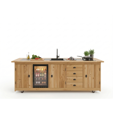 Buitenkeuken Belfast | 70 Liter Koelkast | Met Wasbak | 2 Pit Gaskookplaat | Douglas Hout