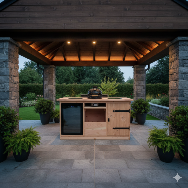 Buitenkeuken Dublin | 70 Liter Koelkast |+ Kamado BBQ | Douglas Hout