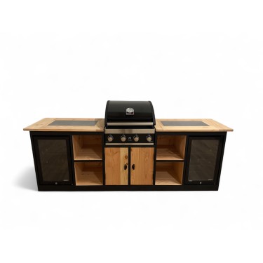 Buitenkeuken Los Angeles | 71 Liter Koelkast | Grandhall G4 | Zwart omlijst | Pop-up