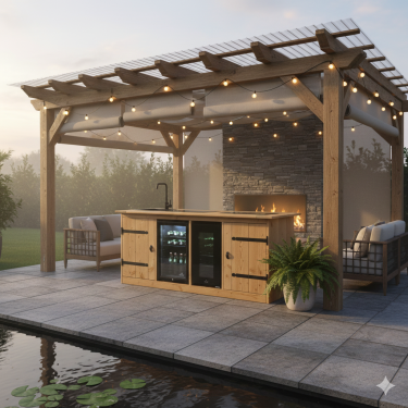 Buitenkeuken New Mexico | 70 Liter Koelkast | Wijnkoelkast | Met Wasbak | Douglas Hout