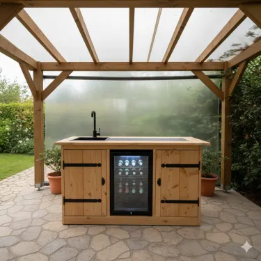 Buitenkeuken California | 70 Liter Koelkast | Met Wasbak | Douglas Hout