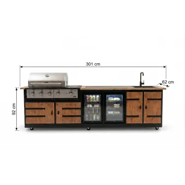 Buitenkeuken Porto | Boretti Ligorio | Wasbak en kraan | 2 x koelkast 70 liter |  Douglas Hout | zwart omlijst