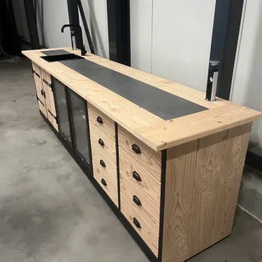 Buitenkeuken Kopenhagen | 70 Liter Koelkast | Met Wasbak | Zwart Omlijst | Douglas Hout