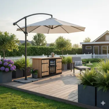 Buitenkeuken Connecticut | 70 Liter Koelkast | Met Wasbak | Douglas Hout