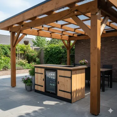 Buitenkeuken Connecticut | 70 Liter Koelkast | Met Wasbak | Douglas Hout