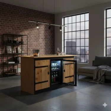Buitenkeuken Indiana | 68 Liter Koelkast | Zwart Omlijst | Douglas Hout